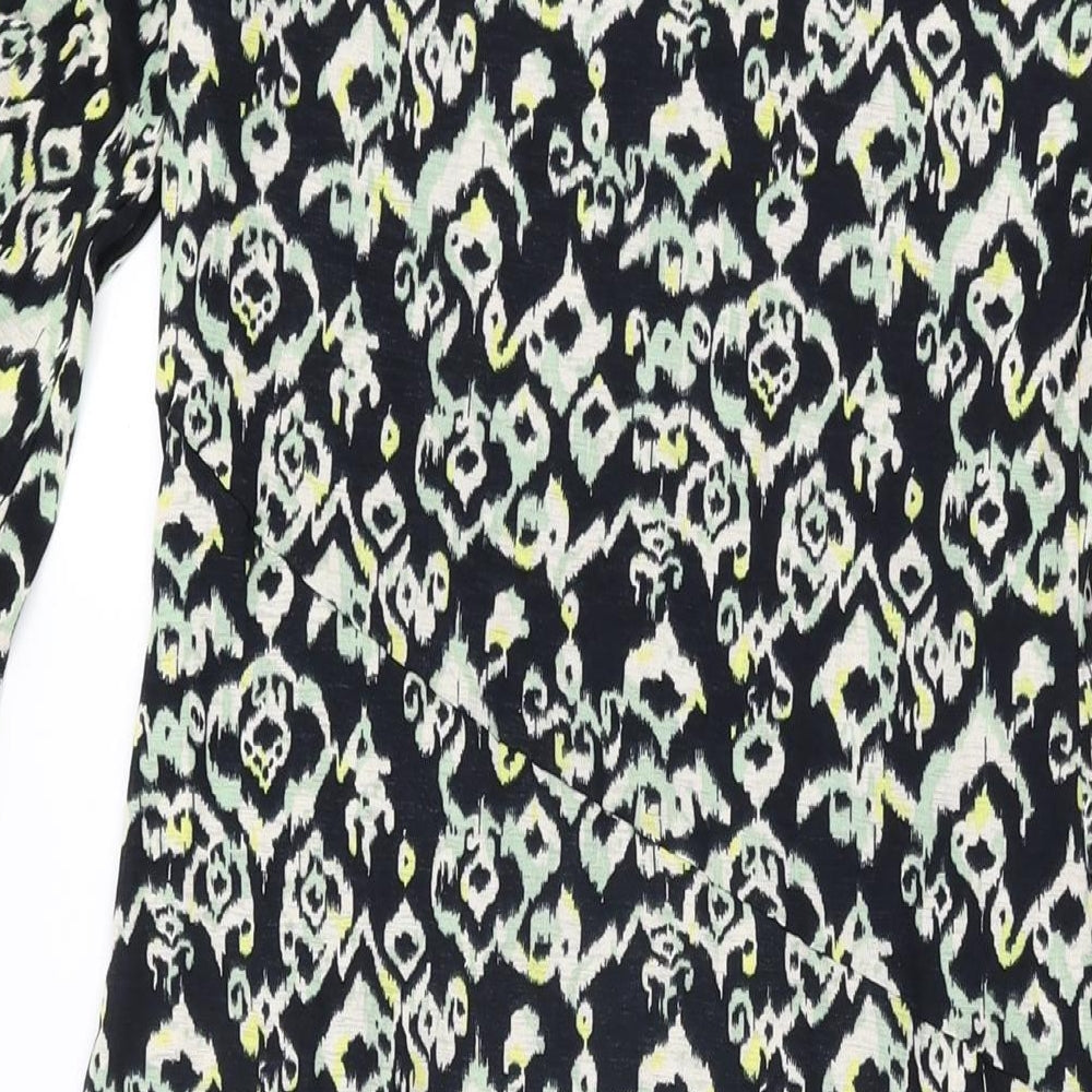 Marks and Spencer Womens Black Geometric Polyester A-Line Size 10 Round Neck Pullover