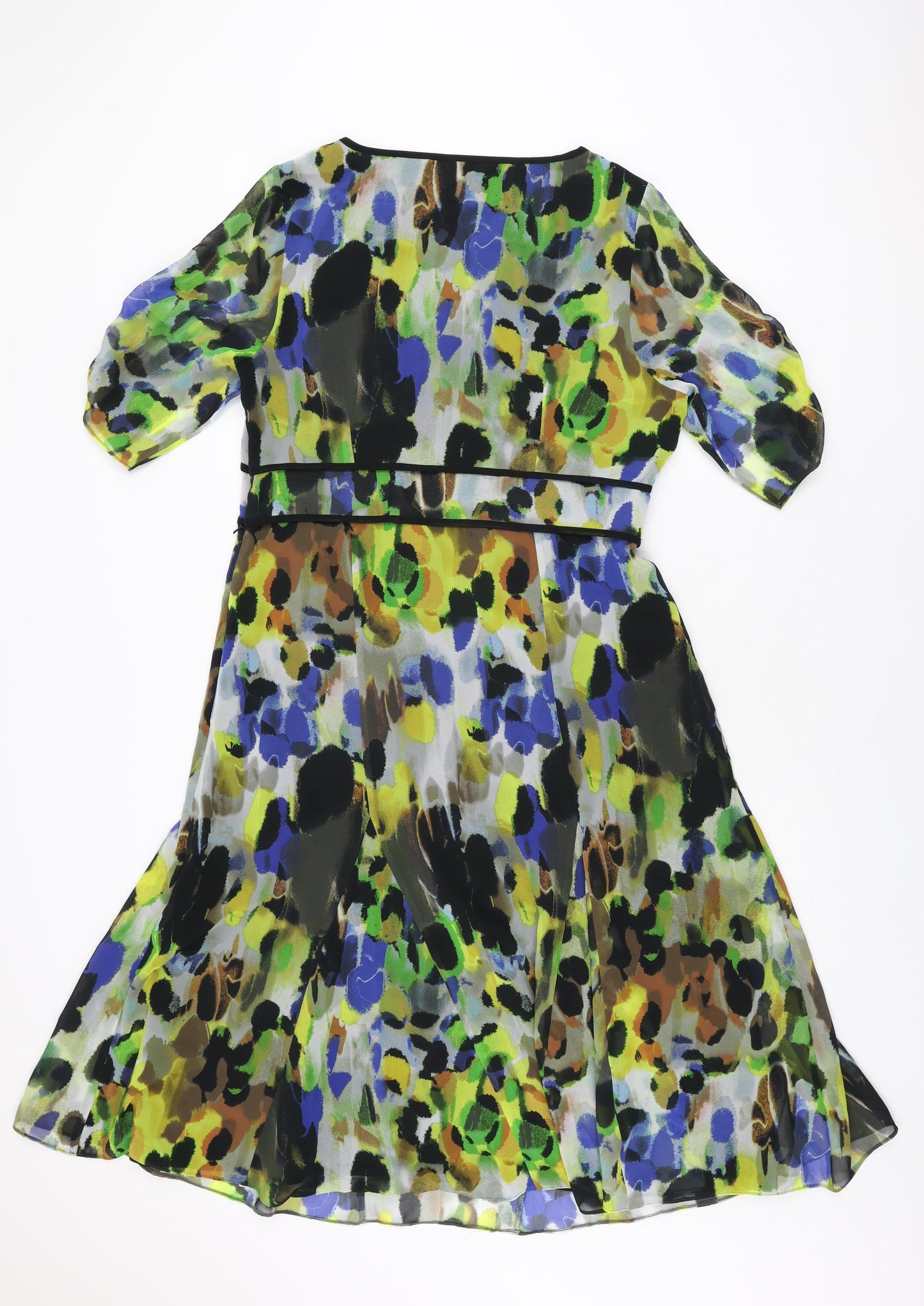 Per Una Womens Multicoloured Geometric Polyester A-Line Size 16 V-Neck Zip