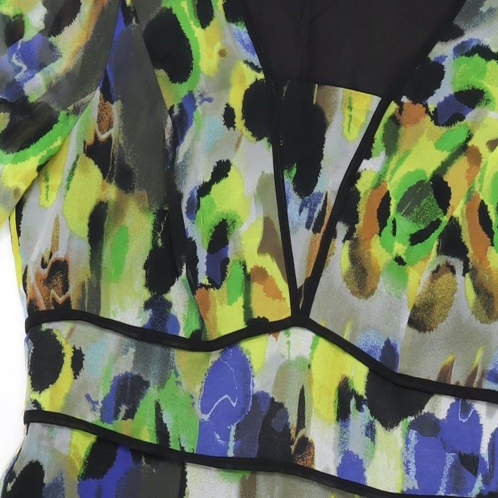 Per Una Womens Multicoloured Geometric Polyester A-Line Size 16 V-Neck Zip