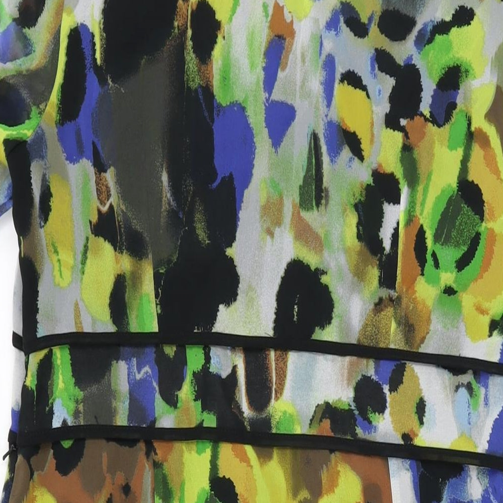 Per Una Womens Multicoloured Geometric Polyester A-Line Size 16 V-Neck Zip