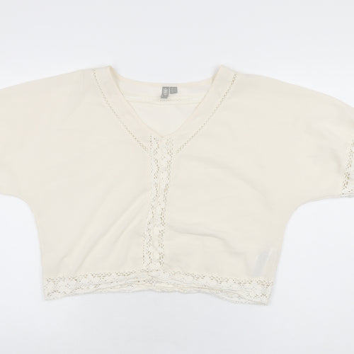 ASOS Womens White Polyester Cropped Blouse Size 8 V-Neck