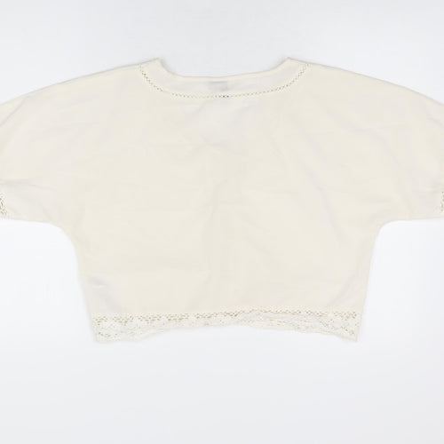 ASOS Womens White Polyester Cropped Blouse Size 8 V-Neck