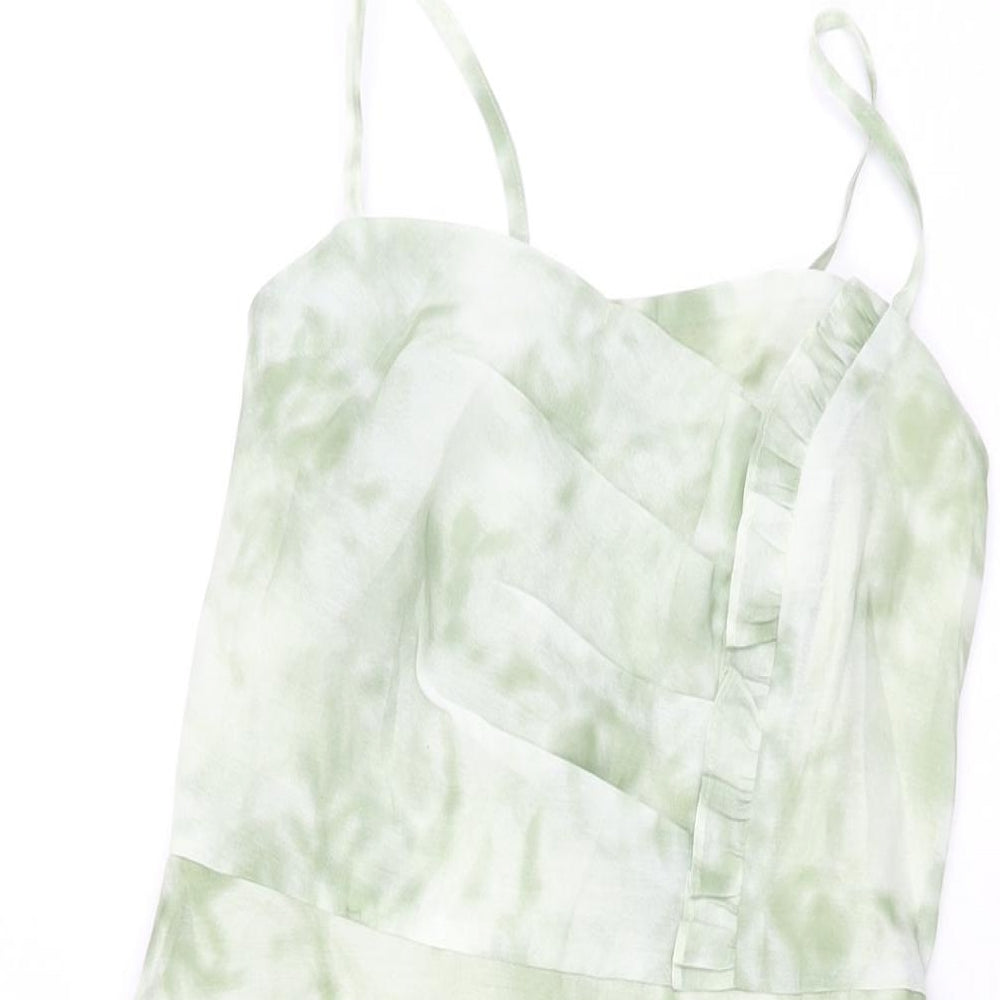 Linjou Womens Green Geometric Polyester A-Line Size S Sweetheart Pullover