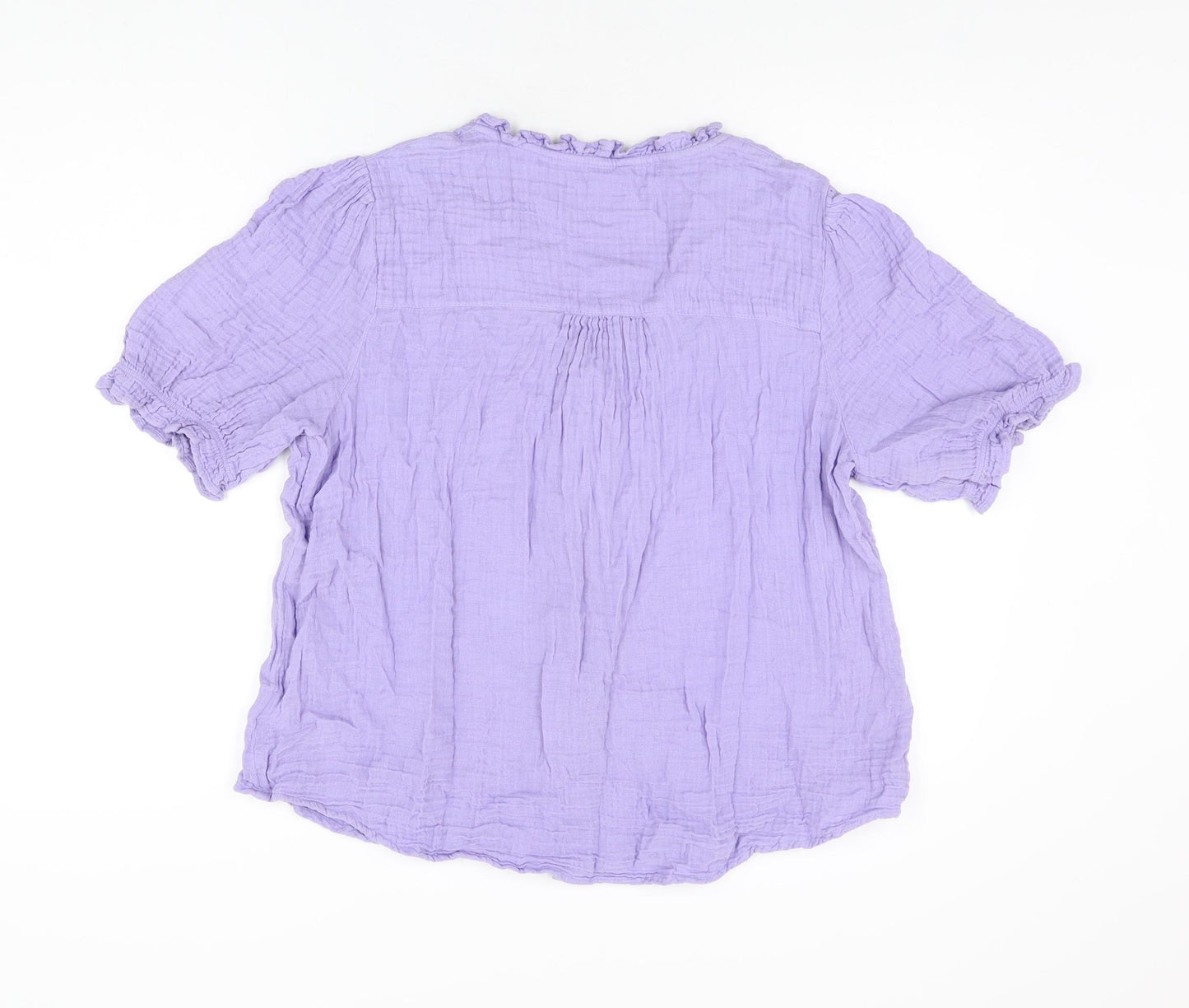 Per Una Womens Purple Cotton Basic Button-Up Size 14 V-Neck