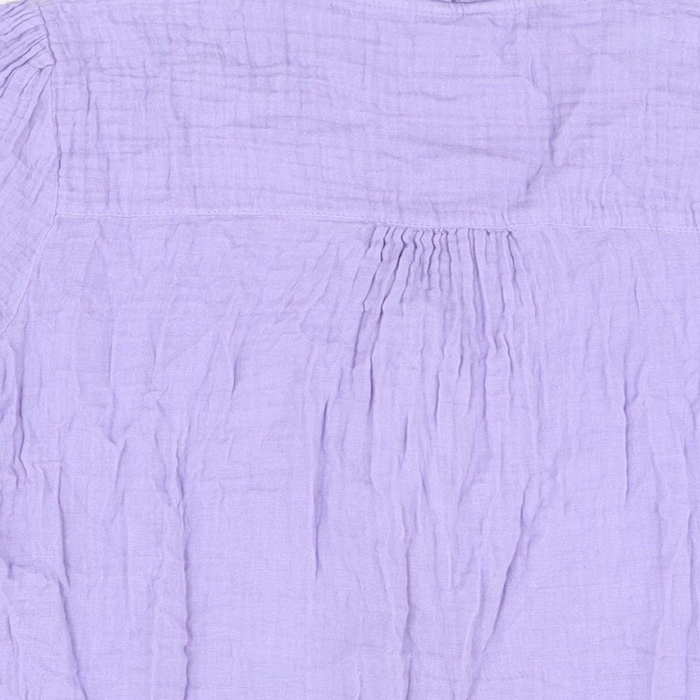 Per Una Womens Purple Cotton Basic Button-Up Size 14 V-Neck