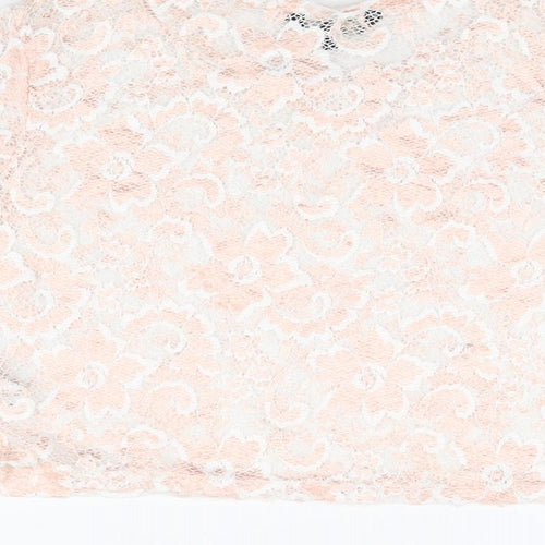 Candy Couture Girls Pink Floral Polyester Cropped T-Shirt Size 15 Years Round Neck Pullover