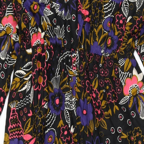 NEXT Womens Black Floral Viscose Jumpsuit One-Piece Size 10 L29 in Zip