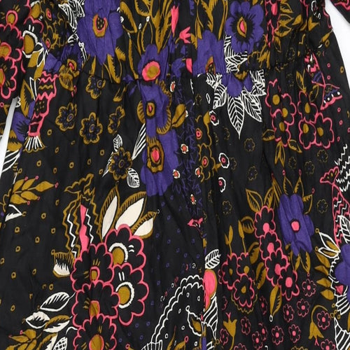 NEXT Womens Black Floral Viscose Jumpsuit One-Piece Size 10 L29 in Zip