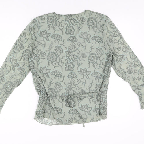 OFF Shoot Womens Green Floral Polyester Basic Blouse Size S V-Neck