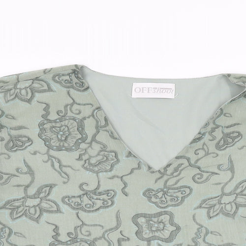 OFF Shoot Womens Green Floral Polyester Basic Blouse Size S V-Neck