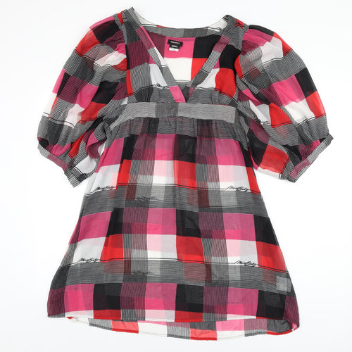 Miss Sixty Womens Multicoloured Geometric Polyester Shift Size XS V-Neck Pullover