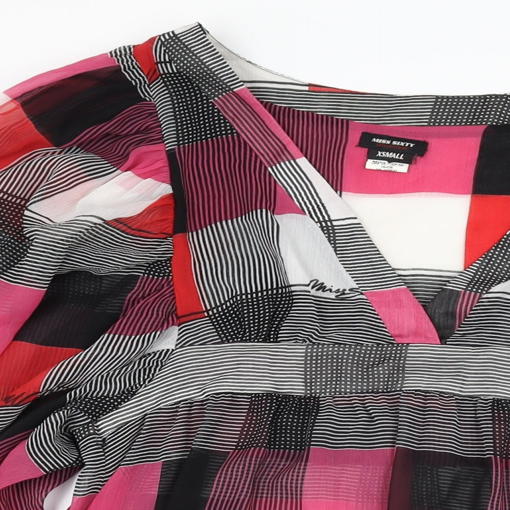 Miss Sixty Womens Multicoloured Geometric Polyester Shift Size XS V-Neck Pullover