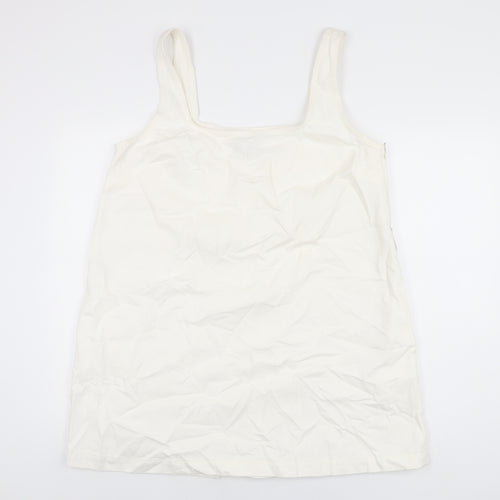 ASOS Womens Ivory Cotton Shift Size 16 Square Neck Zip