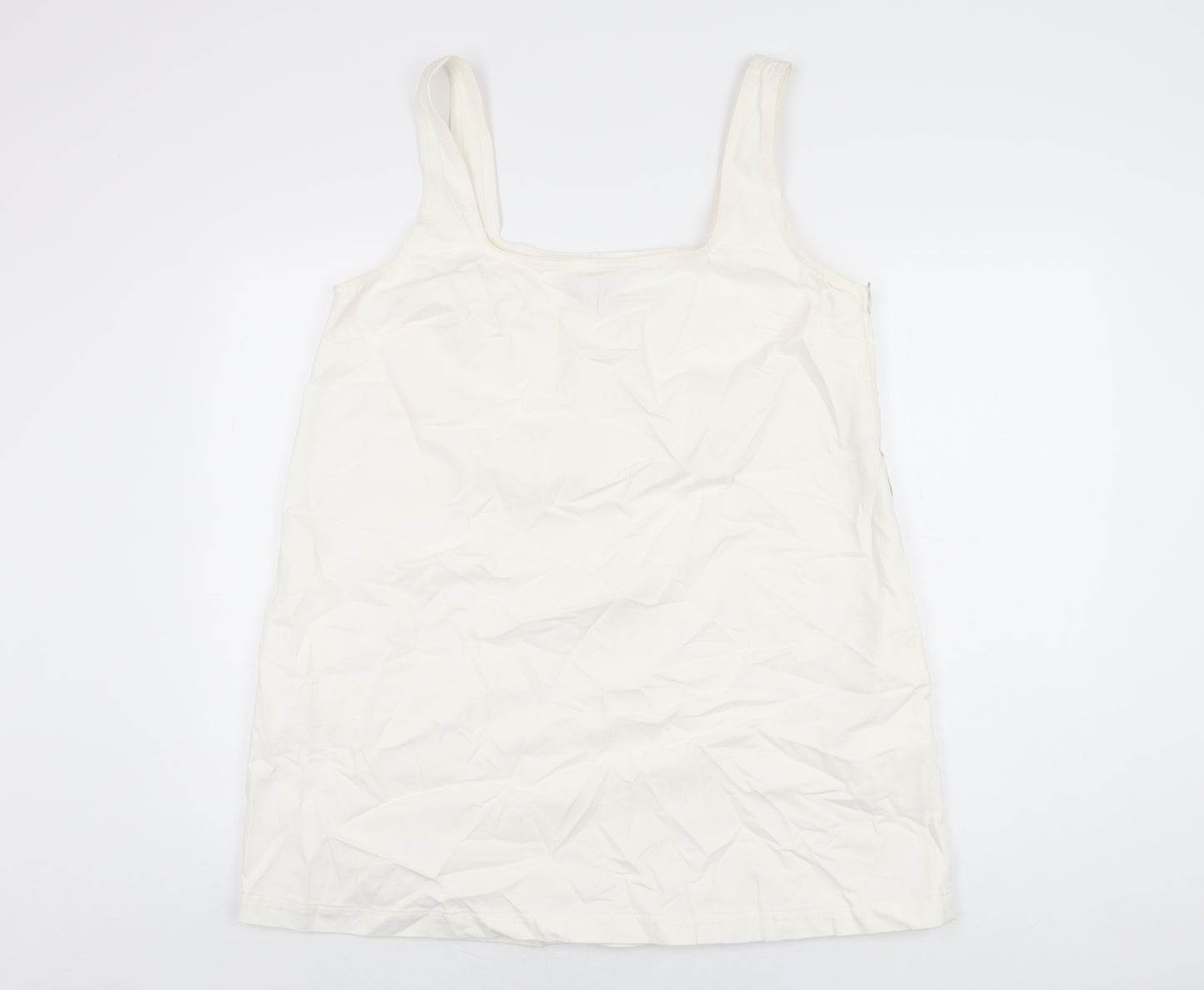 ASOS Womens Ivory Cotton Shift Size 16 Square Neck Zip