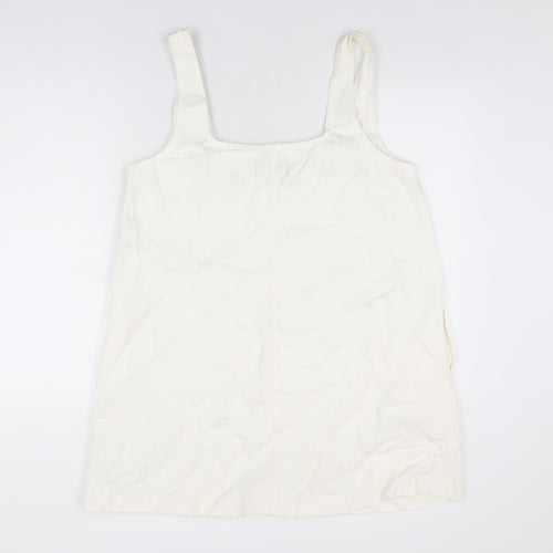 ASOS Womens Ivory Cotton Shift Size 16 Square Neck Zip