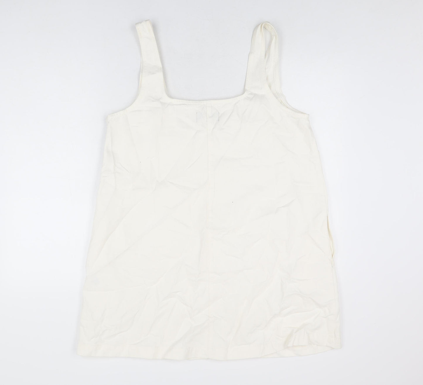 ASOS Womens Ivory Cotton Shift Size 16 Square Neck Zip