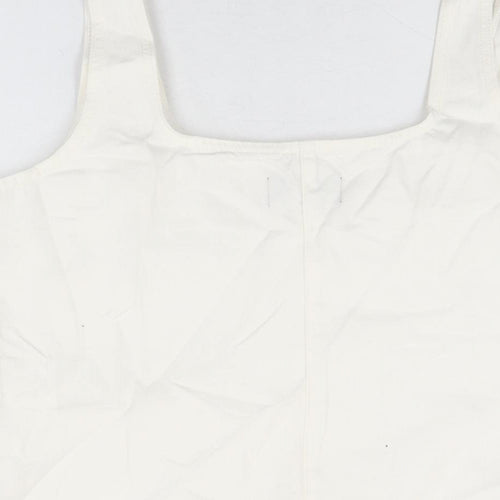 ASOS Womens Ivory Cotton Shift Size 16 Square Neck Zip