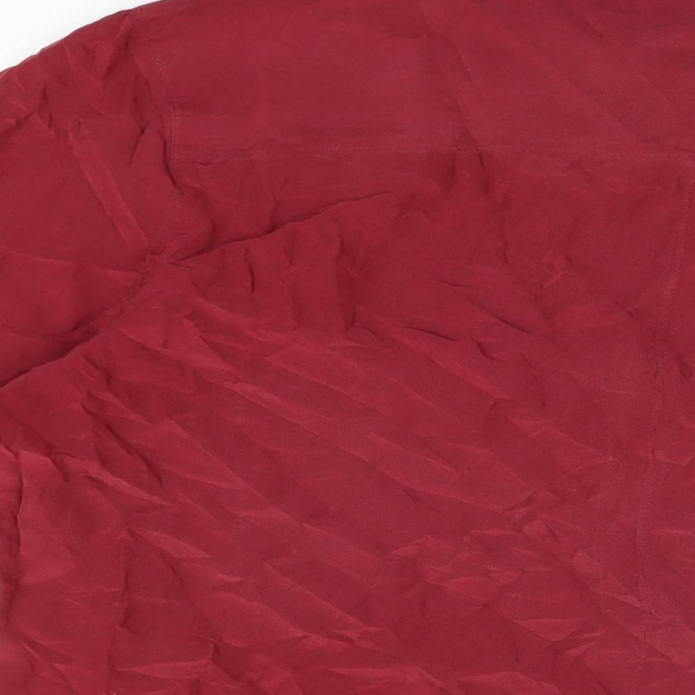 Art of Silk Womens Red Silk Basic Button-Up Size M Collared