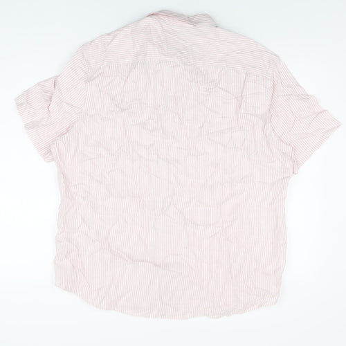 Marks and Spencer Mens Pink Striped Cotton Button-Up Size XL Collared Button