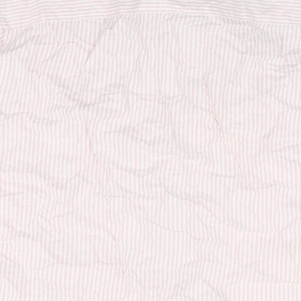 Marks and Spencer Mens Pink Striped Cotton Button-Up Size XL Collared Button