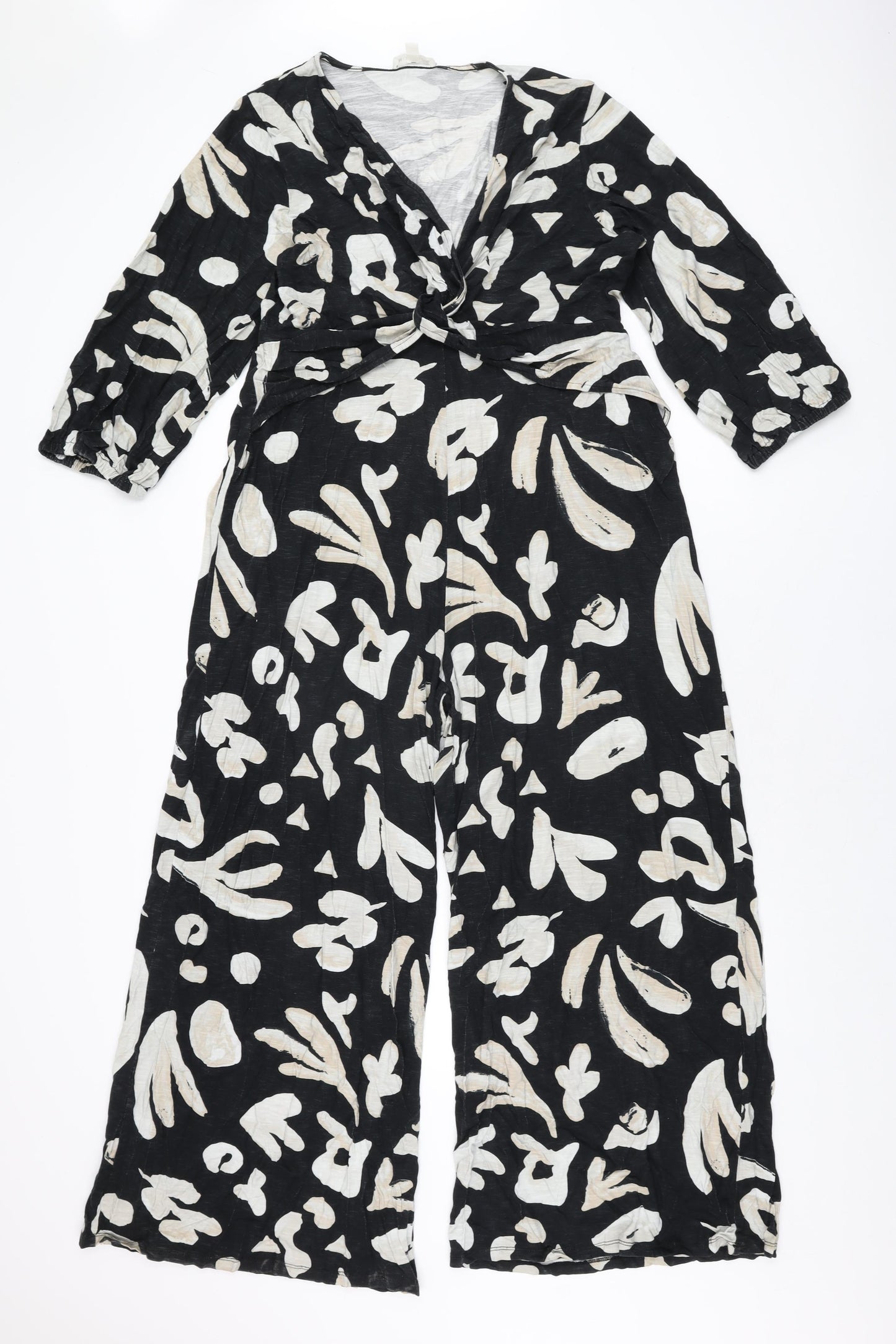 Monsoon Womens Black Geometric Viscose Playsuit One-Piece Size M L27 in Pullover