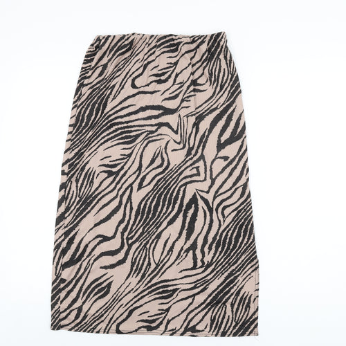 Boohoo Womens Beige Animal Print Polyester Straight & Pencil Skirt Size 16
