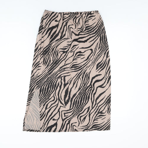 Boohoo Womens Beige Animal Print Polyester Straight & Pencil Skirt Size 16