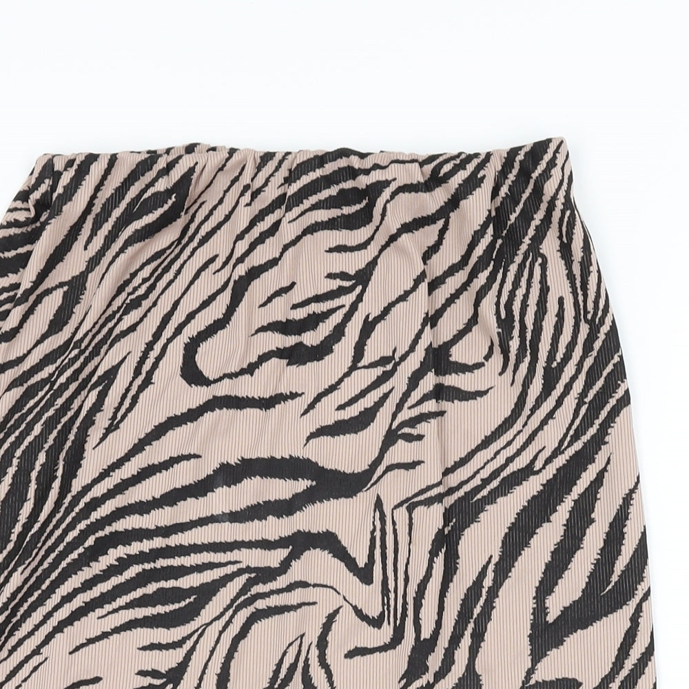 Boohoo Womens Beige Animal Print Polyester Straight & Pencil Skirt Size 16