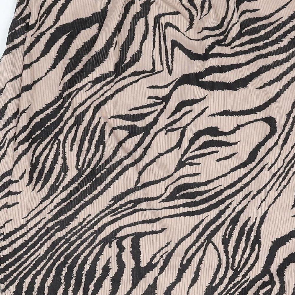 Boohoo Womens Beige Animal Print Polyester Straight & Pencil Skirt Size 16