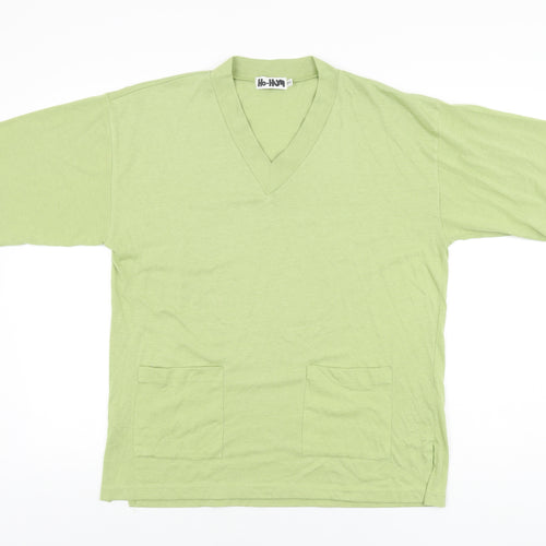 Ho-Hum Womens Green Polyester Basic T-Shirt Size S V-Neck