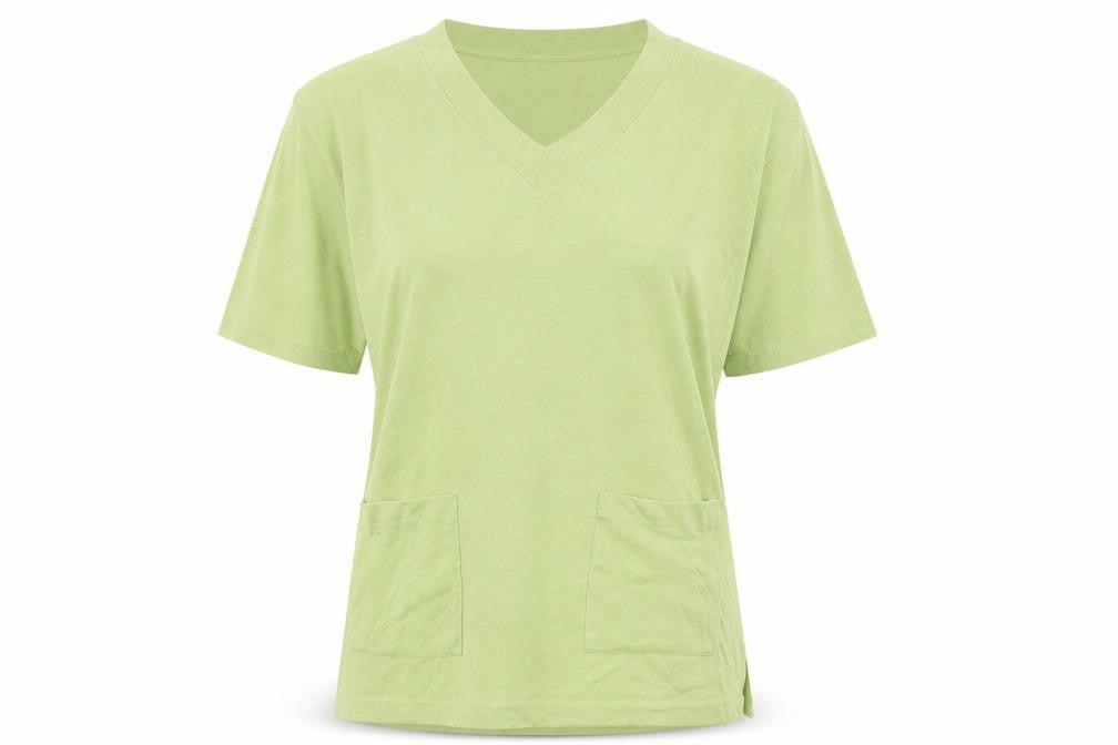 Ho-Hum Womens Green Polyester Basic T-Shirt Size S V-Neck