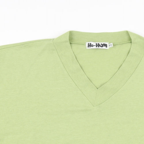 Ho-Hum Womens Green Polyester Basic T-Shirt Size S V-Neck