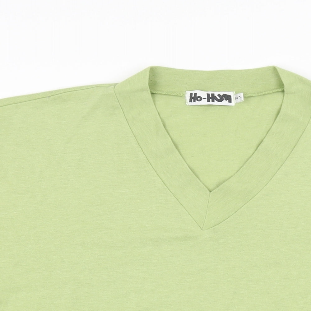 Ho-Hum Womens Green Polyester Basic T-Shirt Size S V-Neck