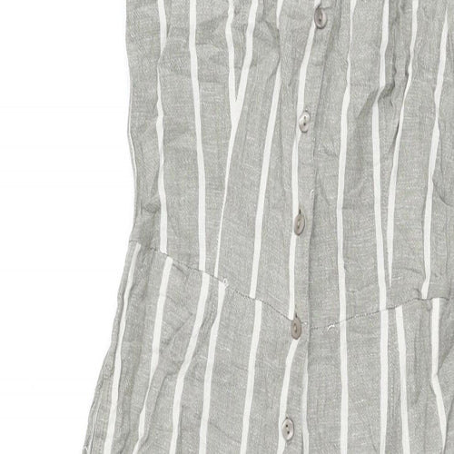 ASOS Womens Grey Striped Cotton Jumpsuit One-Piece Size 10 L21 in Button