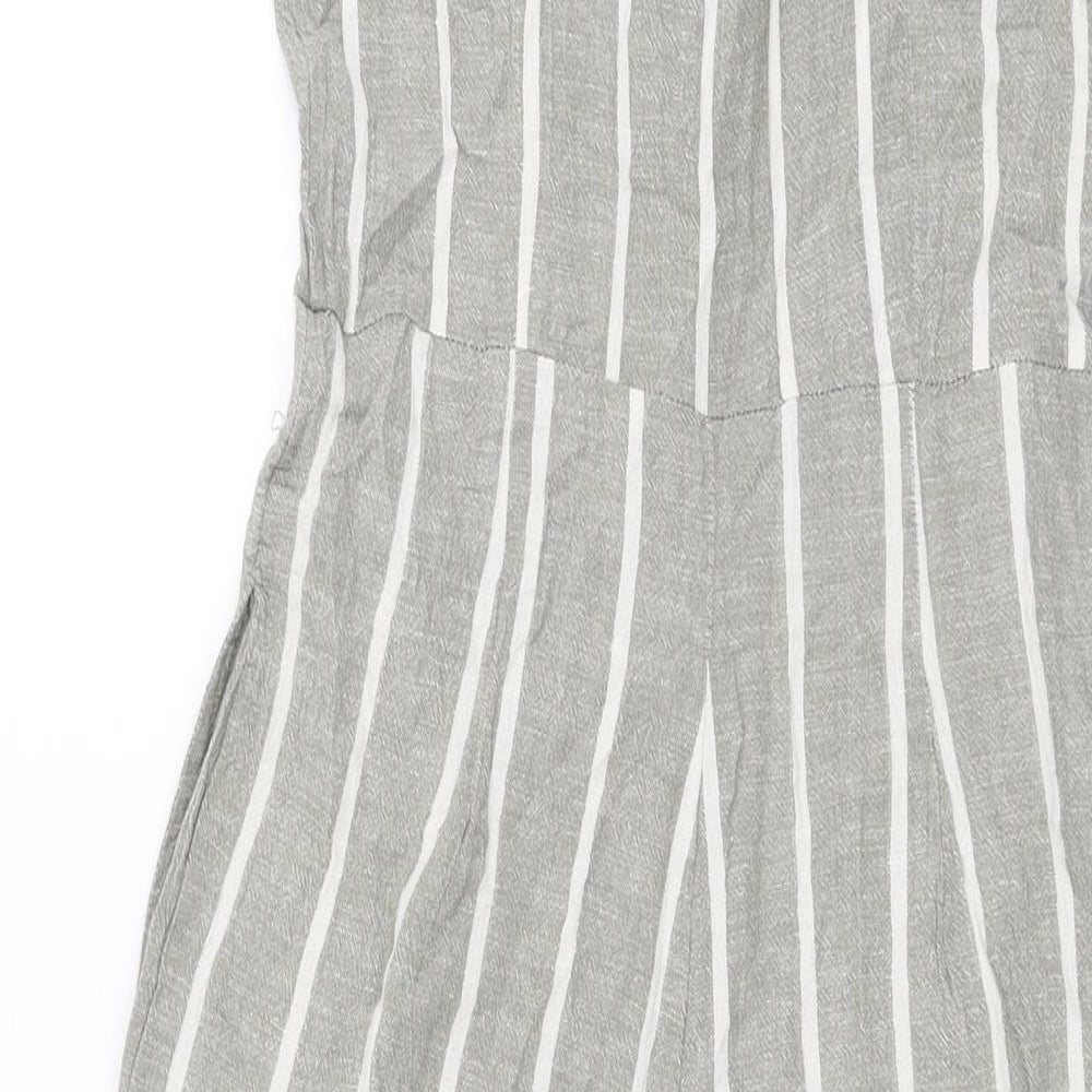 ASOS Womens Grey Striped Cotton Jumpsuit One-Piece Size 10 L21 in Button