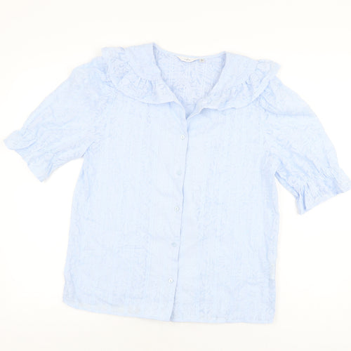 Eifini Womens Blue Polyester Basic Button-Up Size M Collared