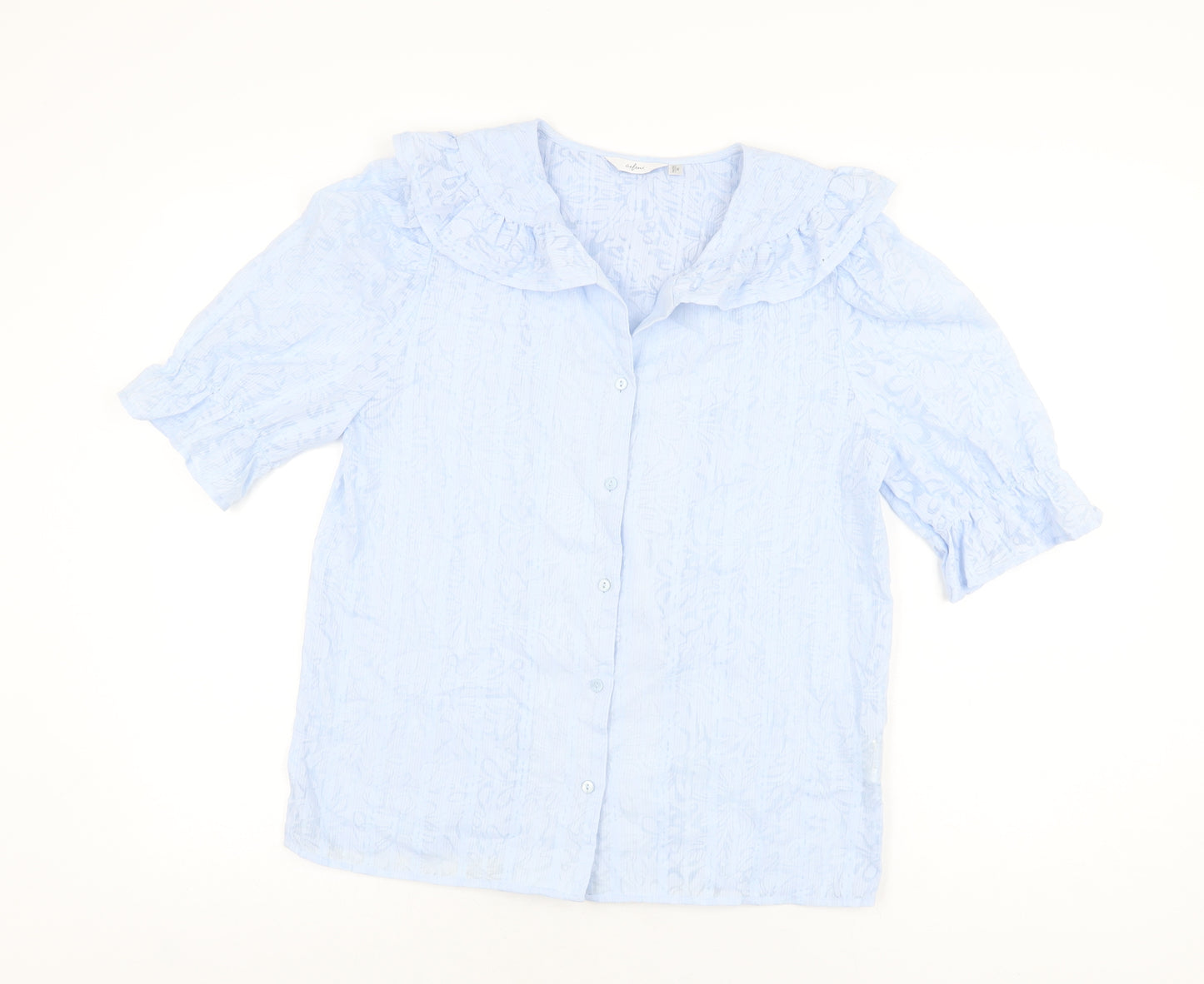 Eifini Womens Blue Polyester Basic Button-Up Size M Collared