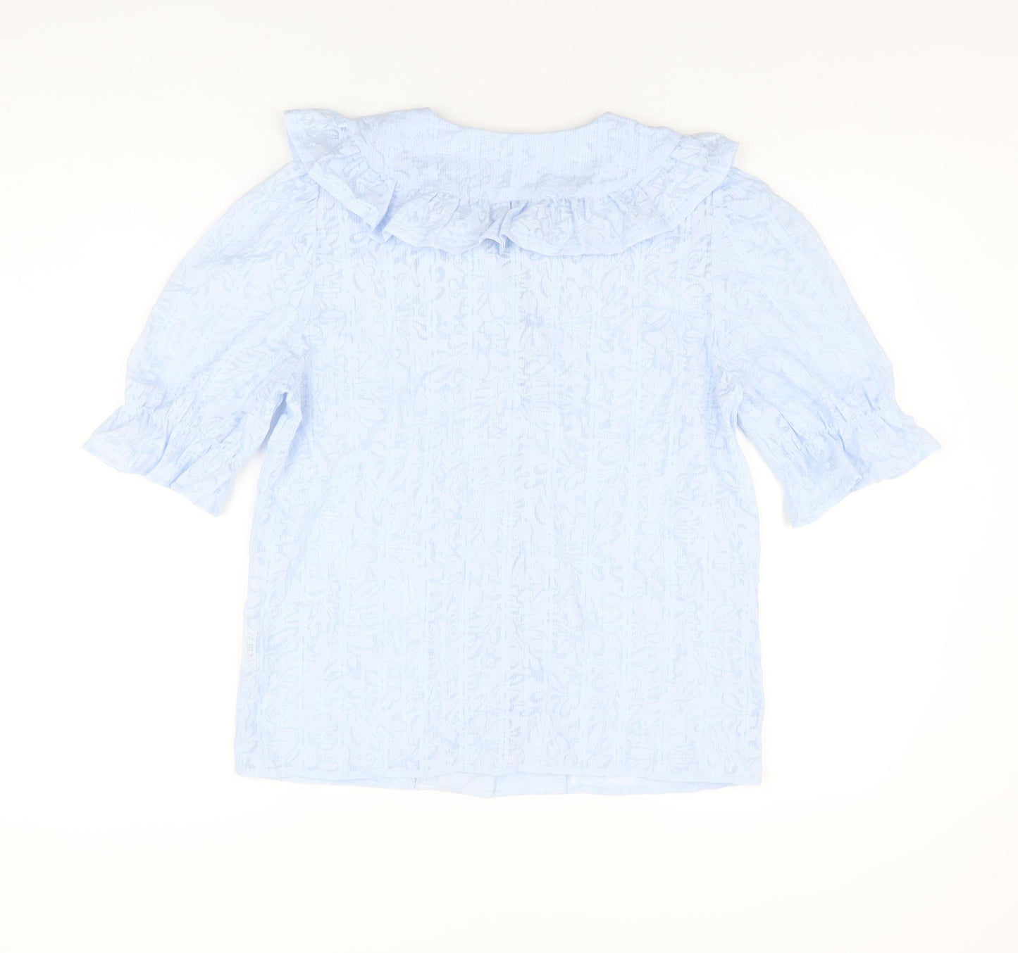 Eifini Womens Blue Polyester Basic Button-Up Size M Collared