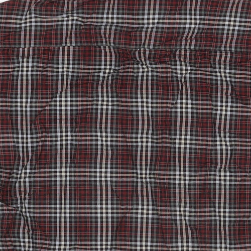 BHS Mens Red Plaid Cotton Button-Up Size M Collared Button