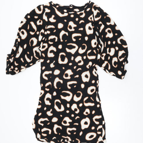 Great Plains London Womens Black Geometric Viscose Shift Size S Round Neck Pullover