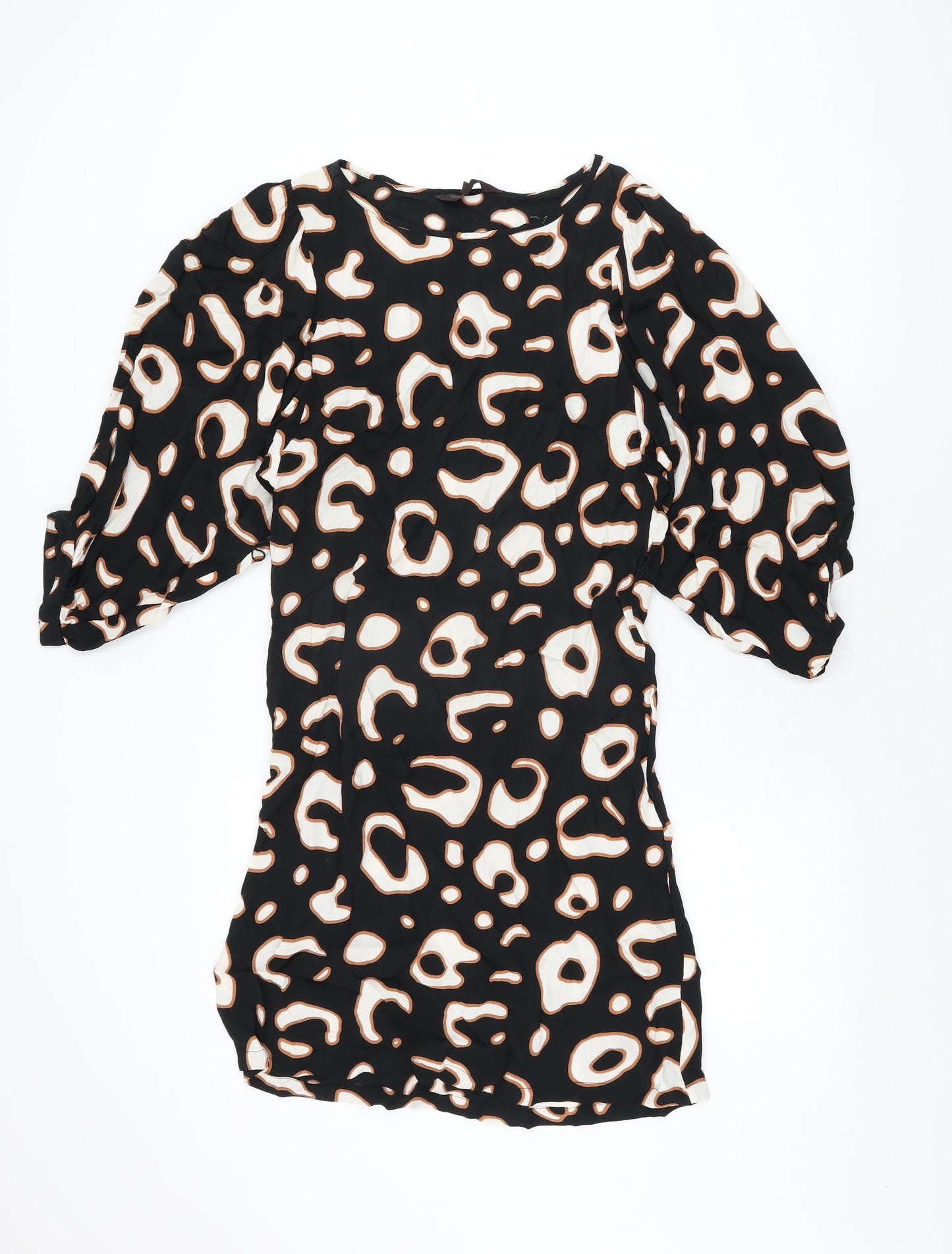 Great Plains London Womens Black Geometric Viscose Shift Size S Round Neck Pullover