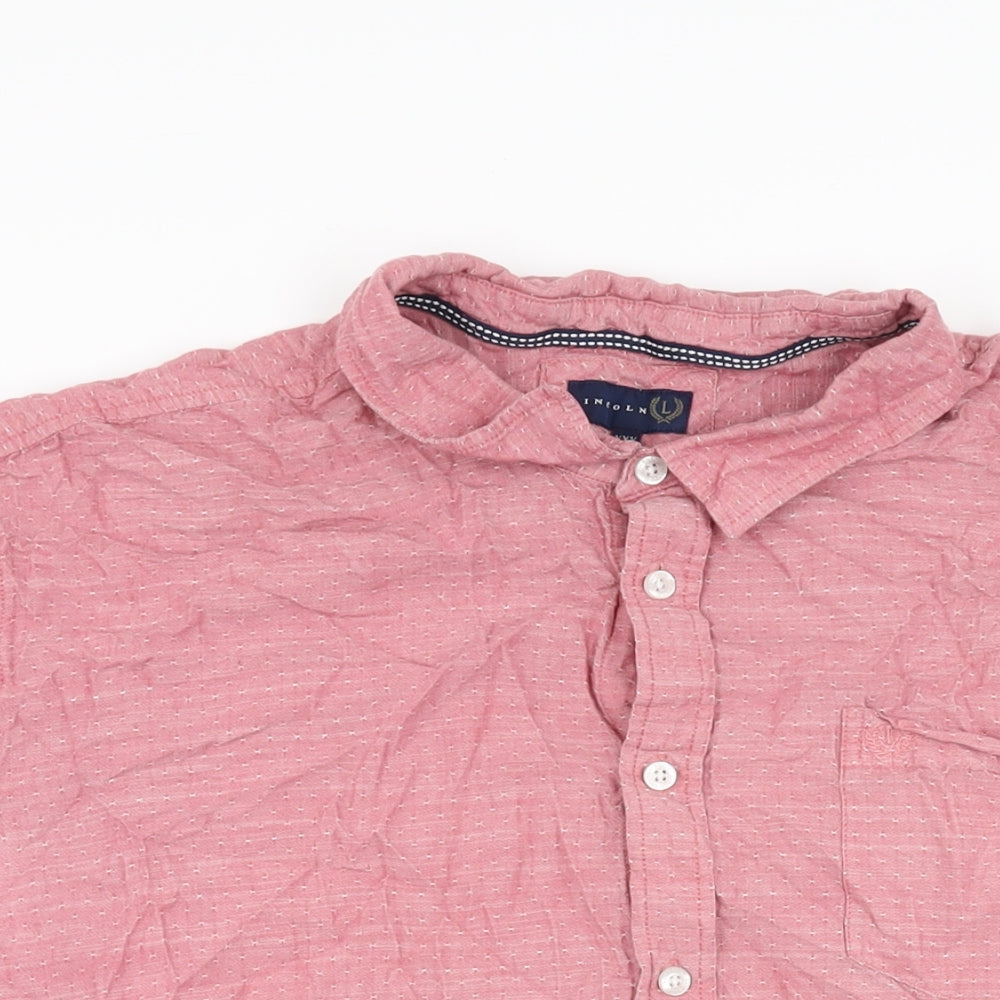 Lincoln Mens Red Cotton Button-Up Size 3XL Collared Button