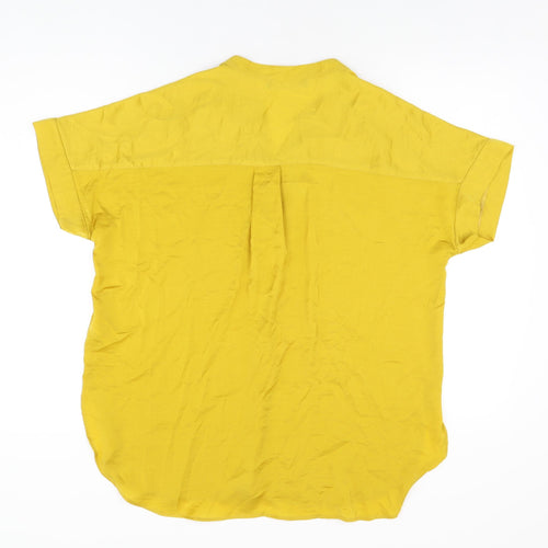Marks and Spencer Womens Yellow Polyester Basic Blouse Size 10 V-Neck