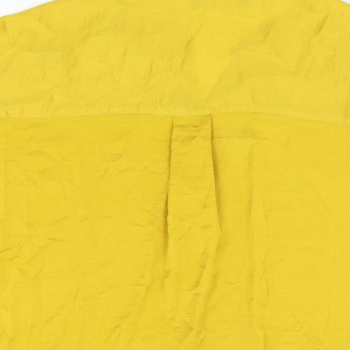 Marks and Spencer Womens Yellow Polyester Basic Blouse Size 10 V-Neck