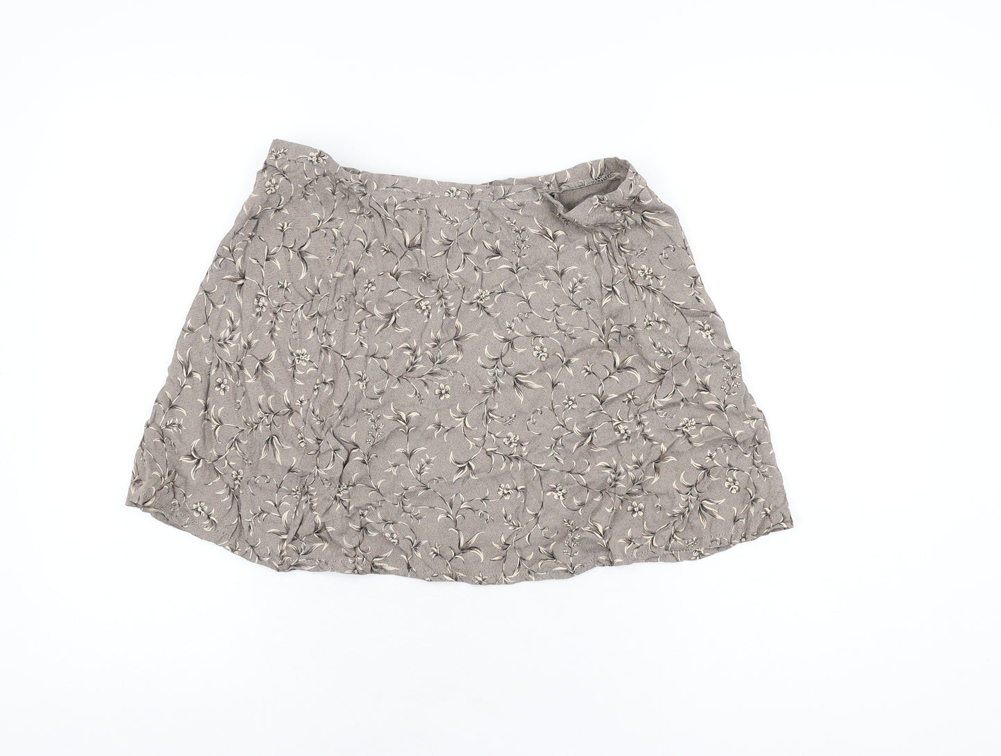 DIANA Womens Brown Floral Acetate Mini Skirt Size 14 Zip