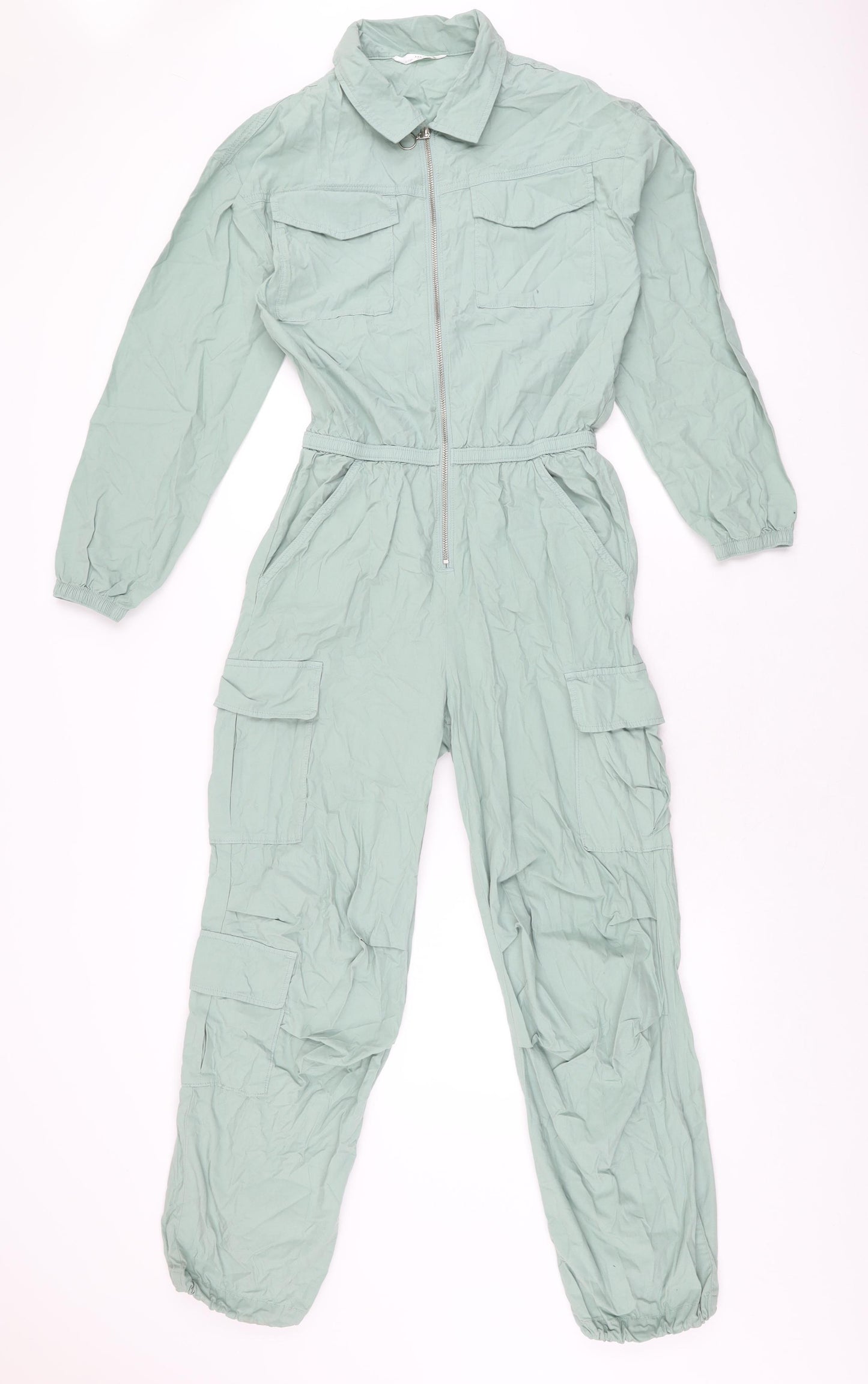 Marks and Spencer Girls Green Cotton Jumpsuit One-Piece Size 12-13 Years L28 in Zip