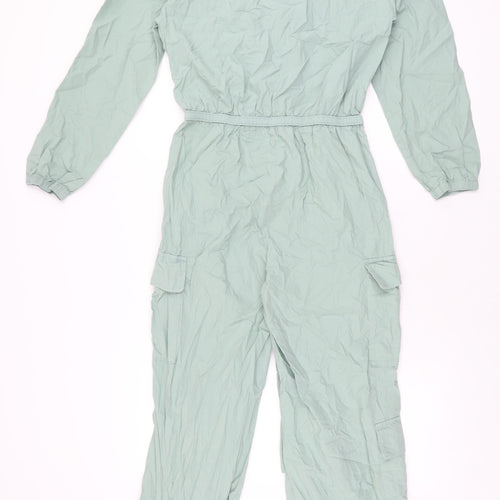 Marks and Spencer Girls Green Cotton Jumpsuit One-Piece Size 12-13 Years L28 in Zip