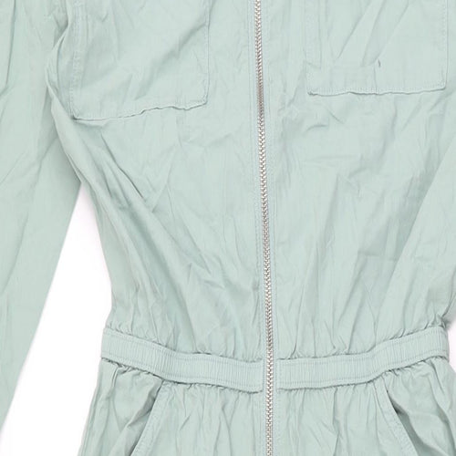 Marks and Spencer Girls Green Cotton Jumpsuit One-Piece Size 12-13 Years L28 in Zip