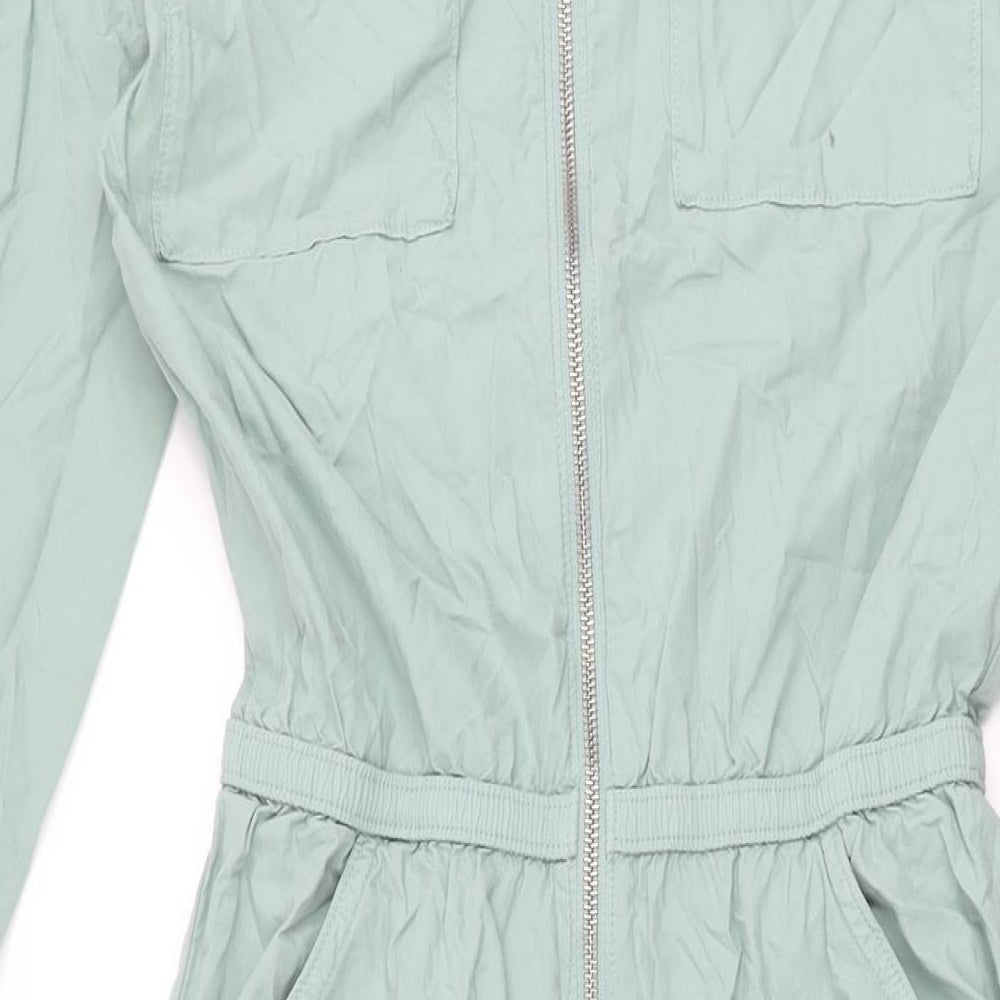 Marks and Spencer Girls Green Cotton Jumpsuit One-Piece Size 12-13 Years L28 in Zip