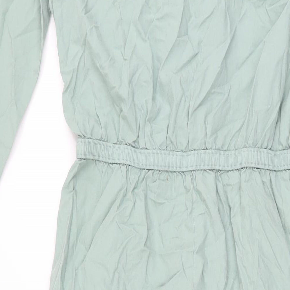 Marks and Spencer Girls Green Cotton Jumpsuit One-Piece Size 12-13 Years L28 in Zip